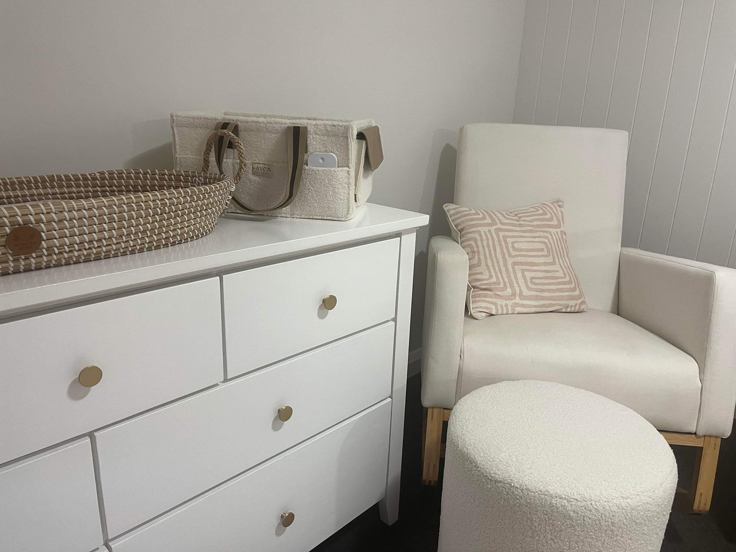 Nappy Caddy with Drawstring Bag - Boucle Ivory