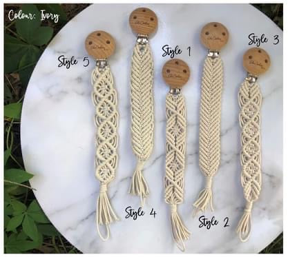 beautifully woven macrame dummy chain with wooden clip