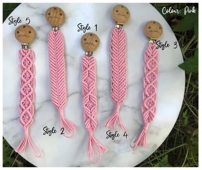 beautifully woven macrame dummy chain with wooden clip
